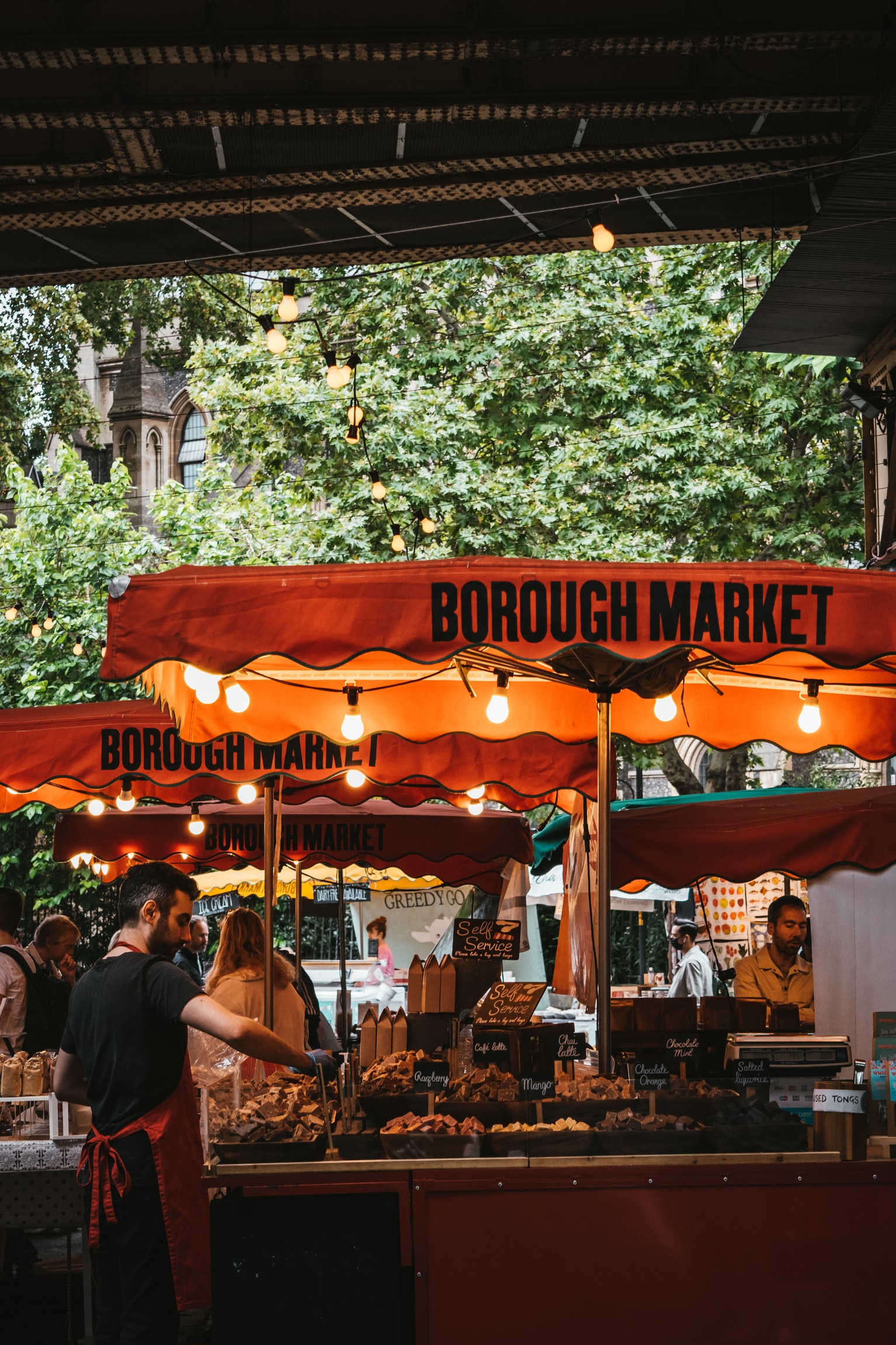 A selection of street food sold at Borough Market