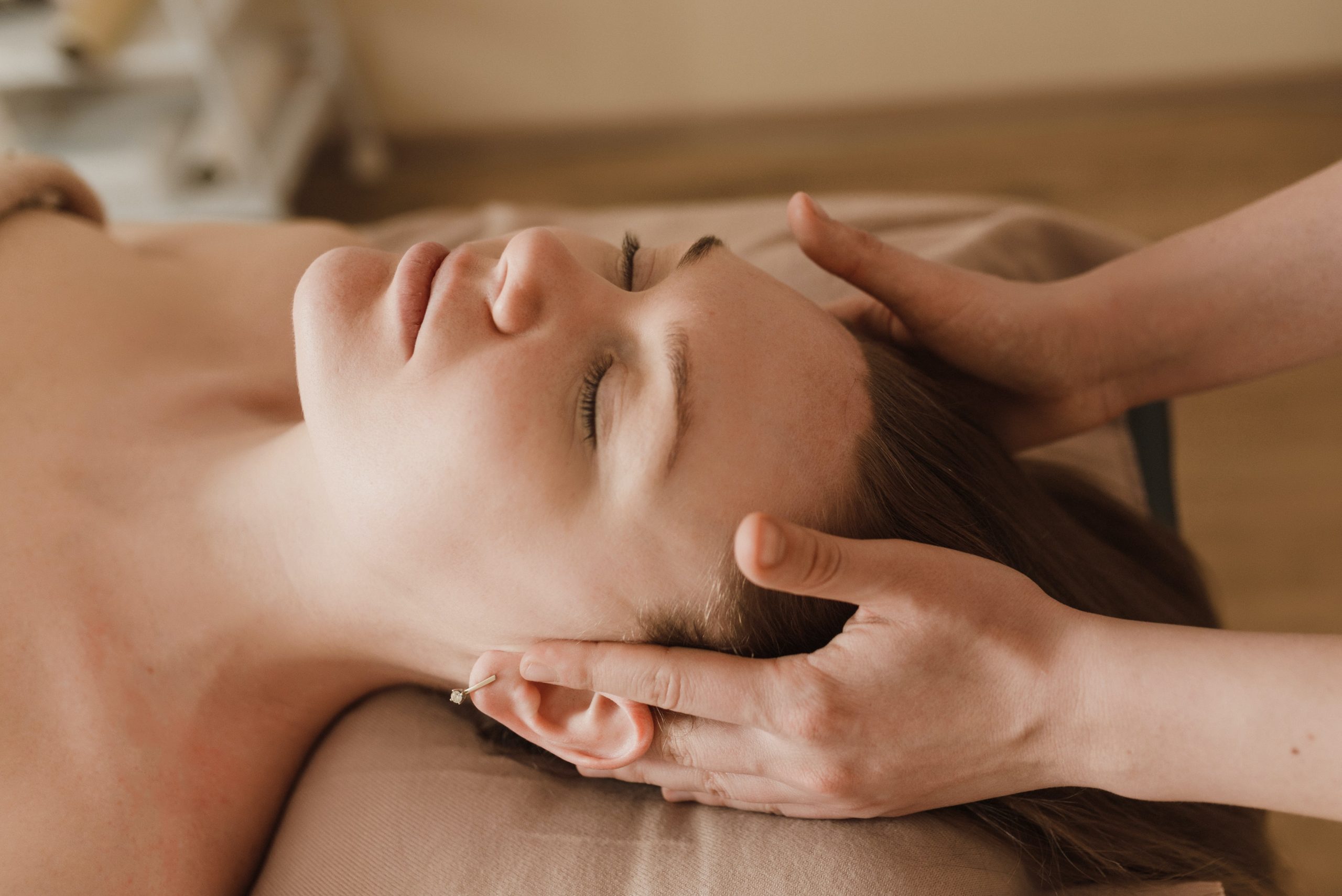 A woman being prepped for laser treatment.