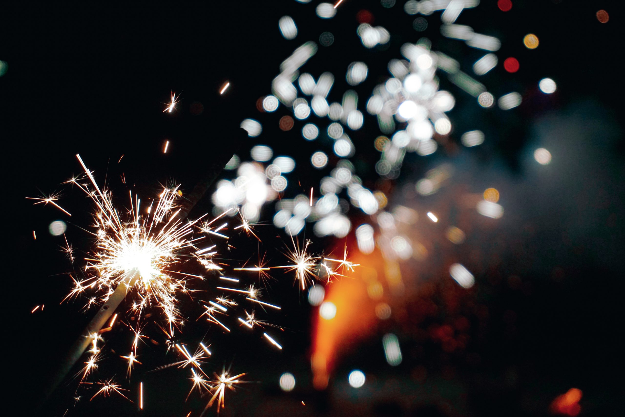 A sparkler lighting up the night