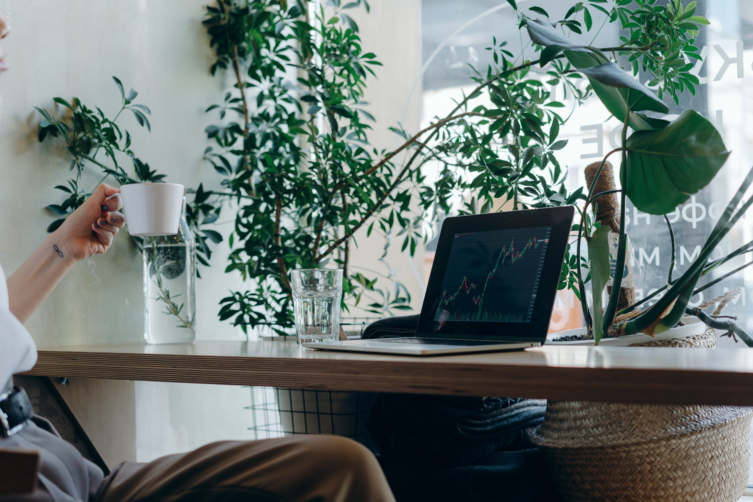 A man reviews his investments on a laptop.