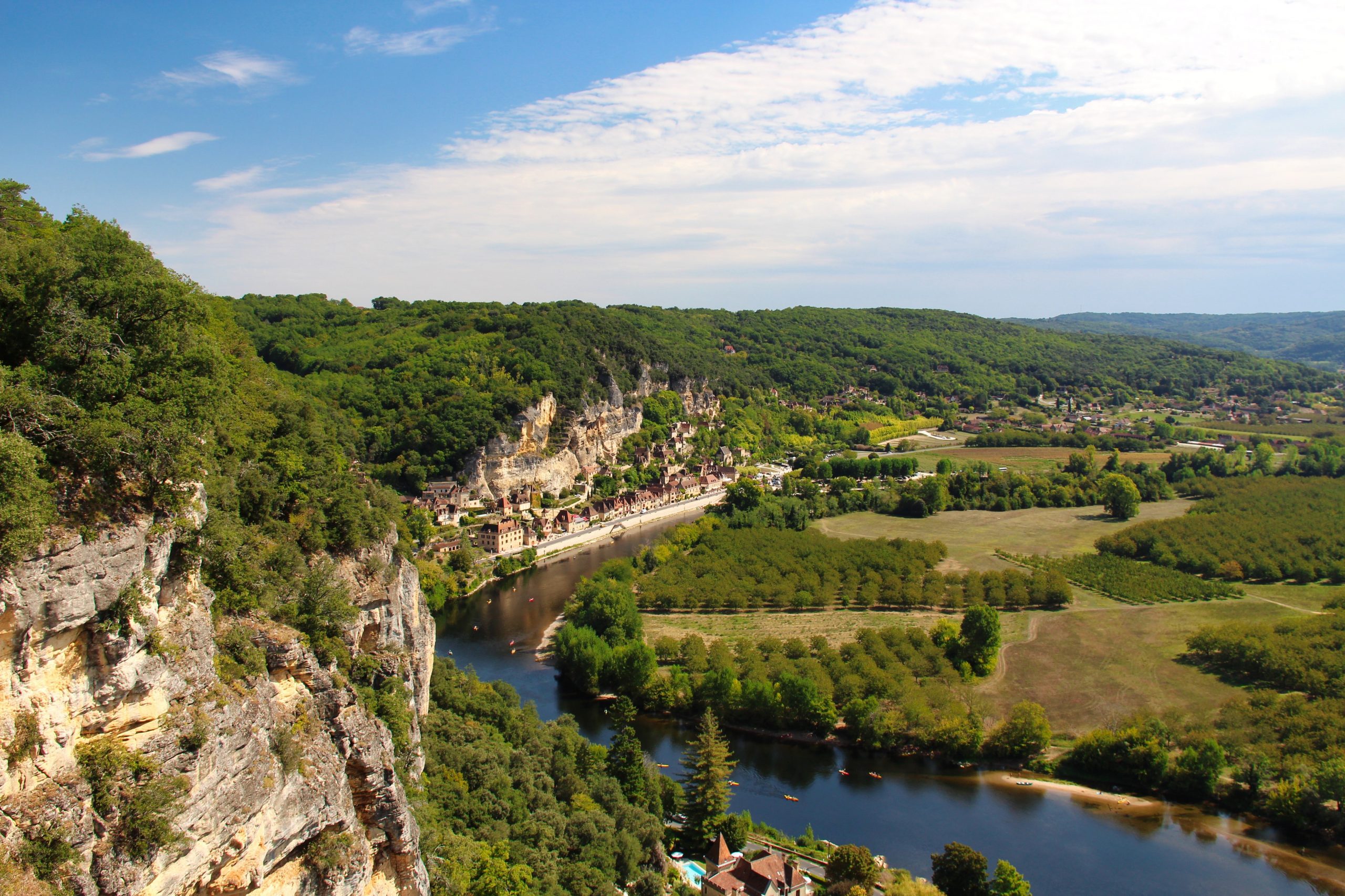 Aerial view of the Dordogne Valley, France.