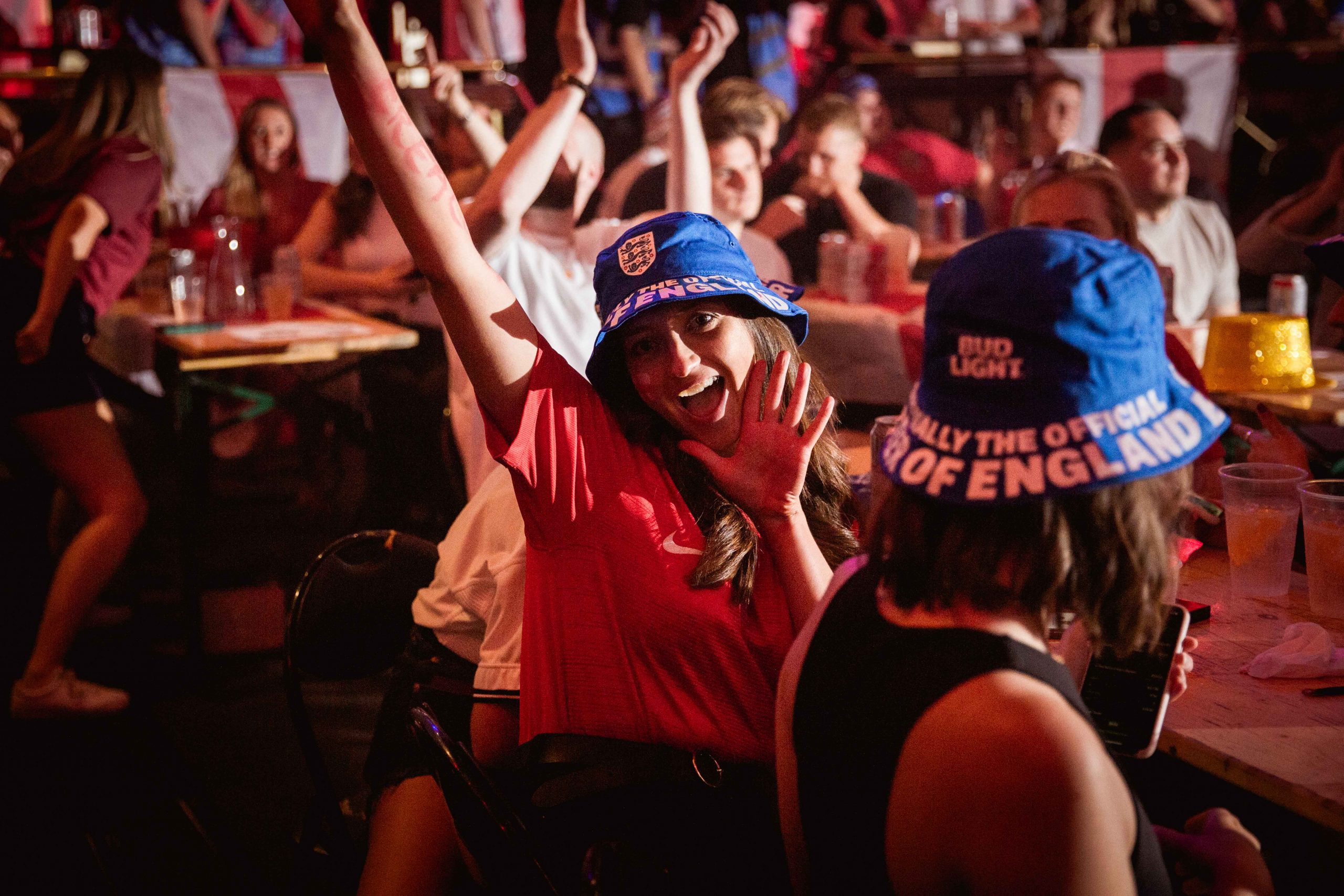 Football revellers at Clapham Grand, Clapham Junction.