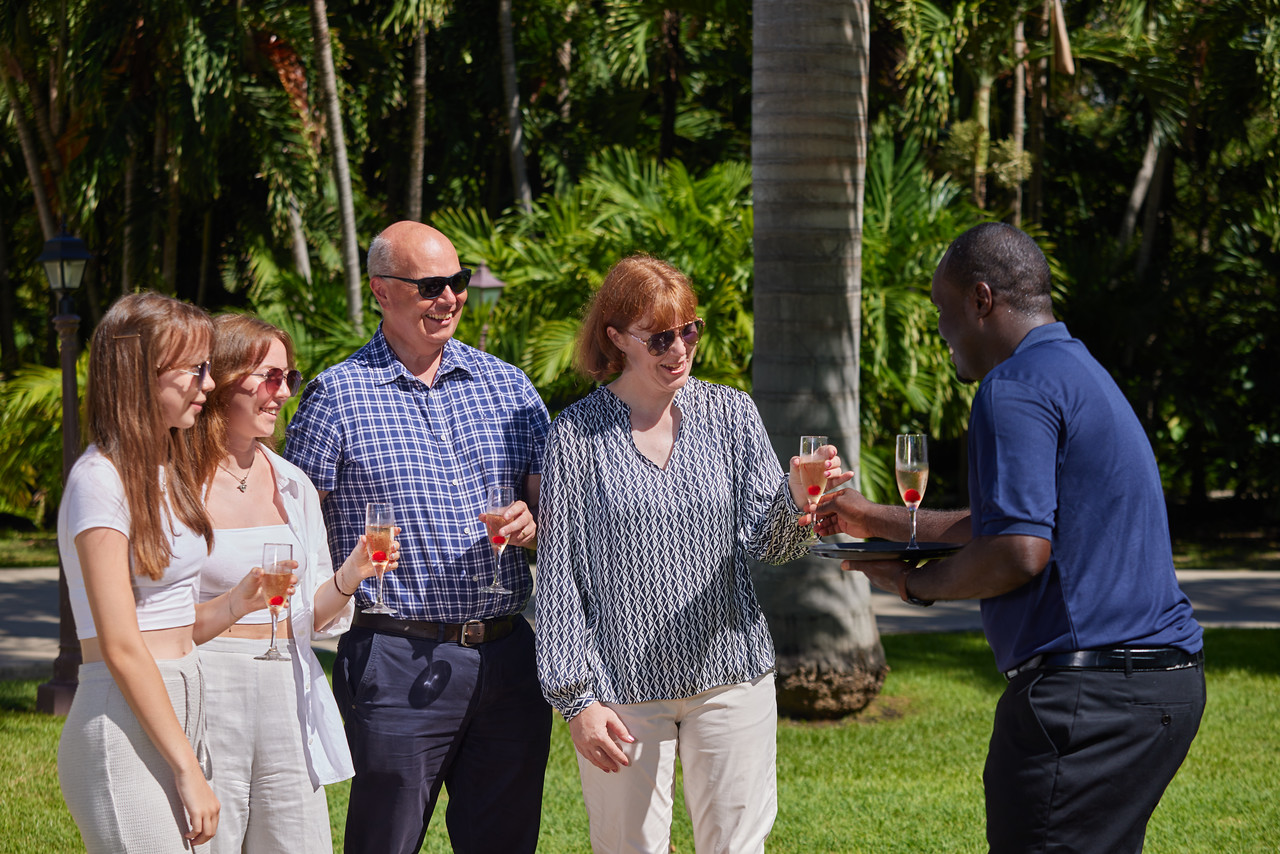 Guests being welcomed at The Verandah Resort and Spa, Antigua