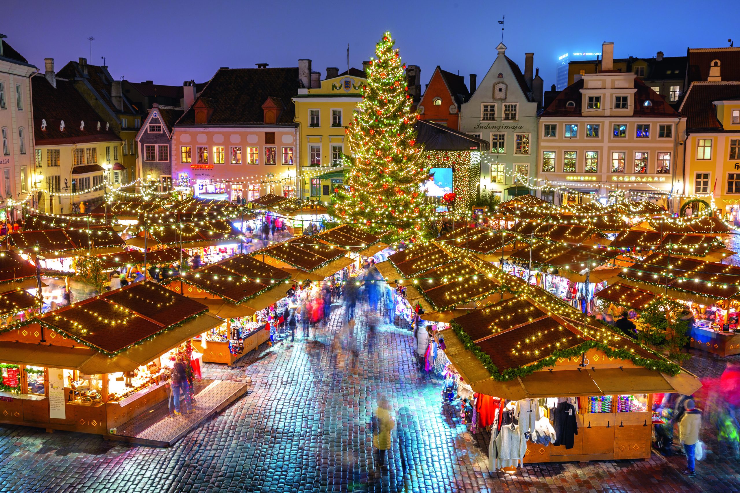 Christmas market at town hall square in the Old Town of Tallinn, Estonia. 