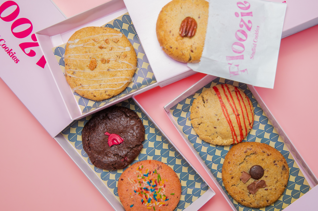 A selection of plant-based Floozie Cookies - a perfect gift for Valentine's Day.