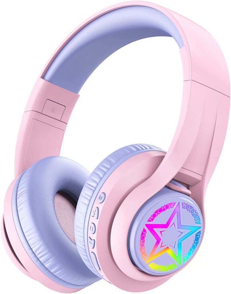 The iClever TransNova BTH16 headphones in pink and purple.