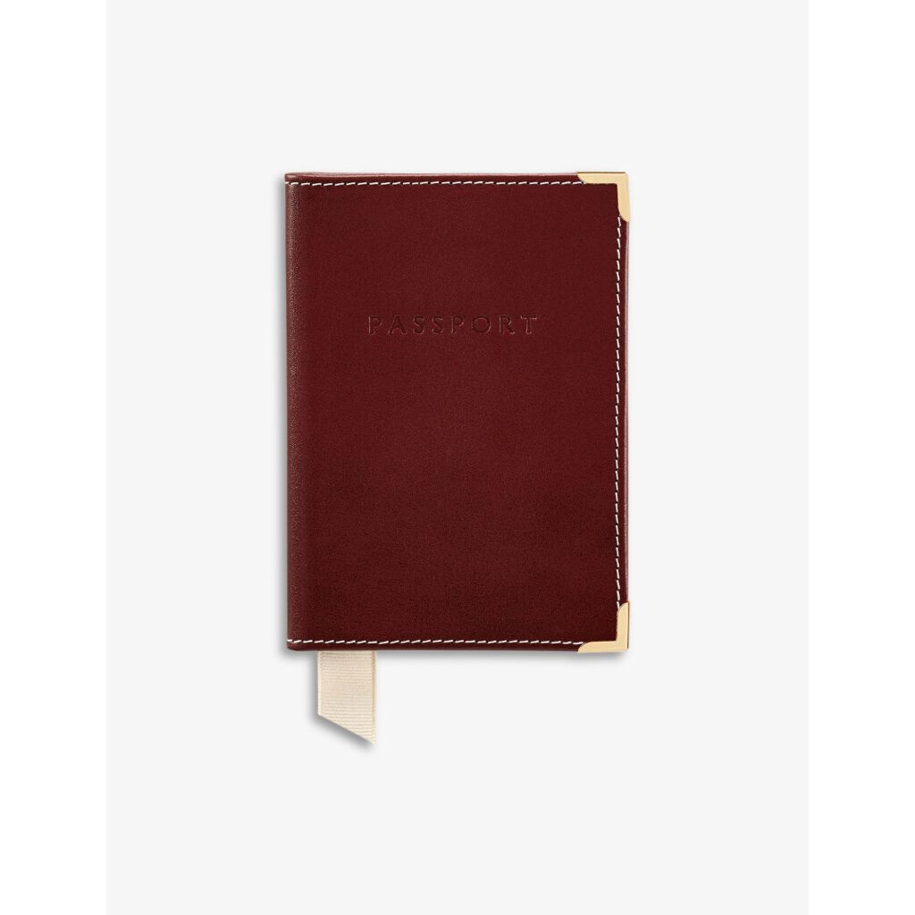 Burgundy passport case from Aspinal of London