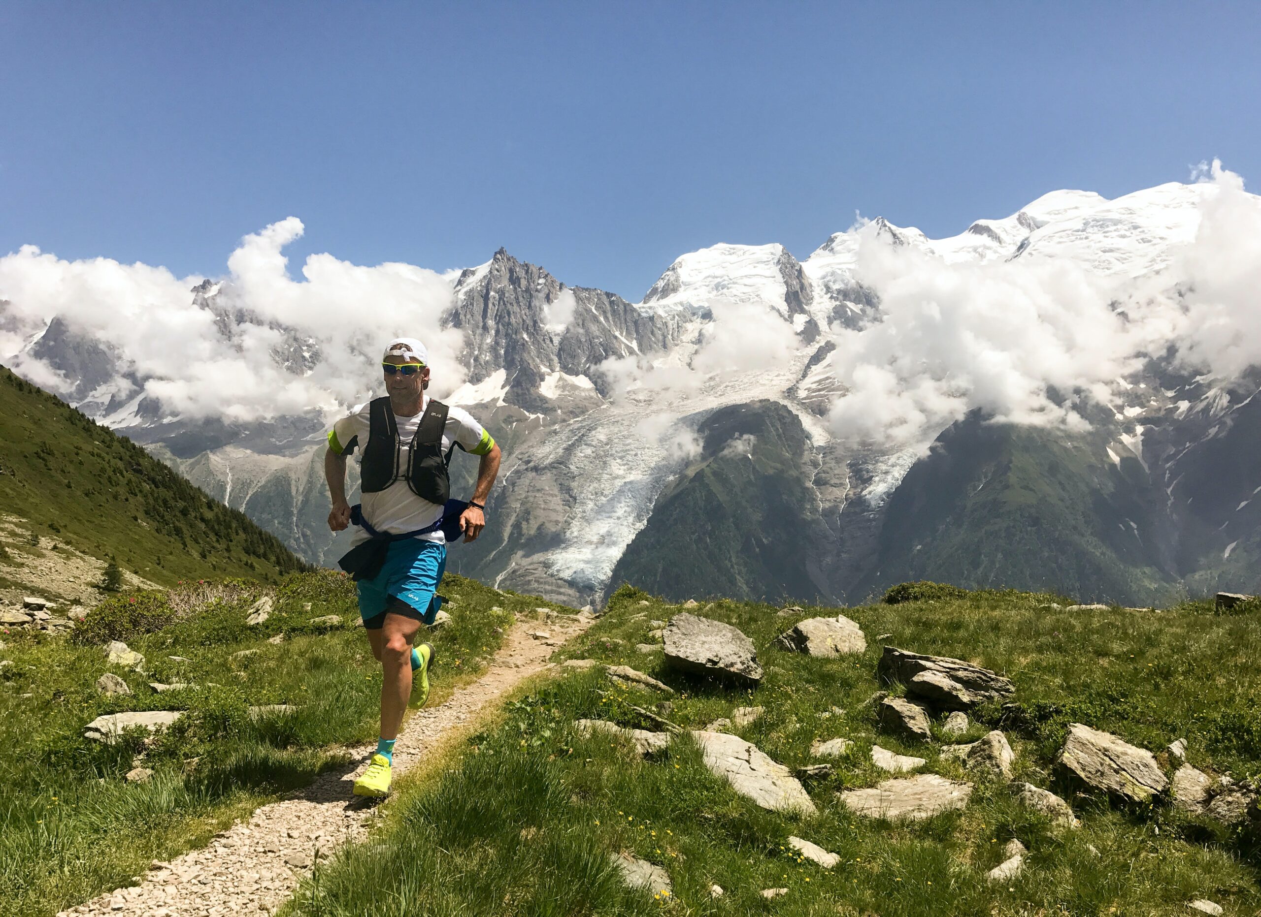 Man running on a mountain