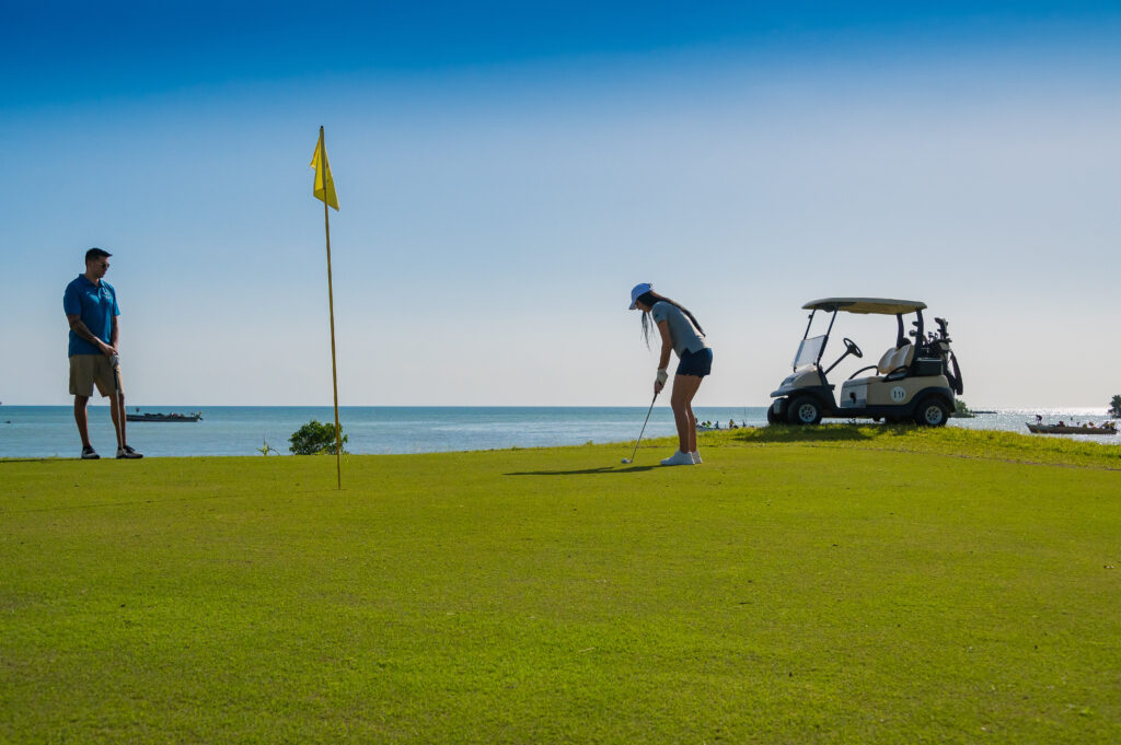 Golf course in Zanzibar overlooking ocean