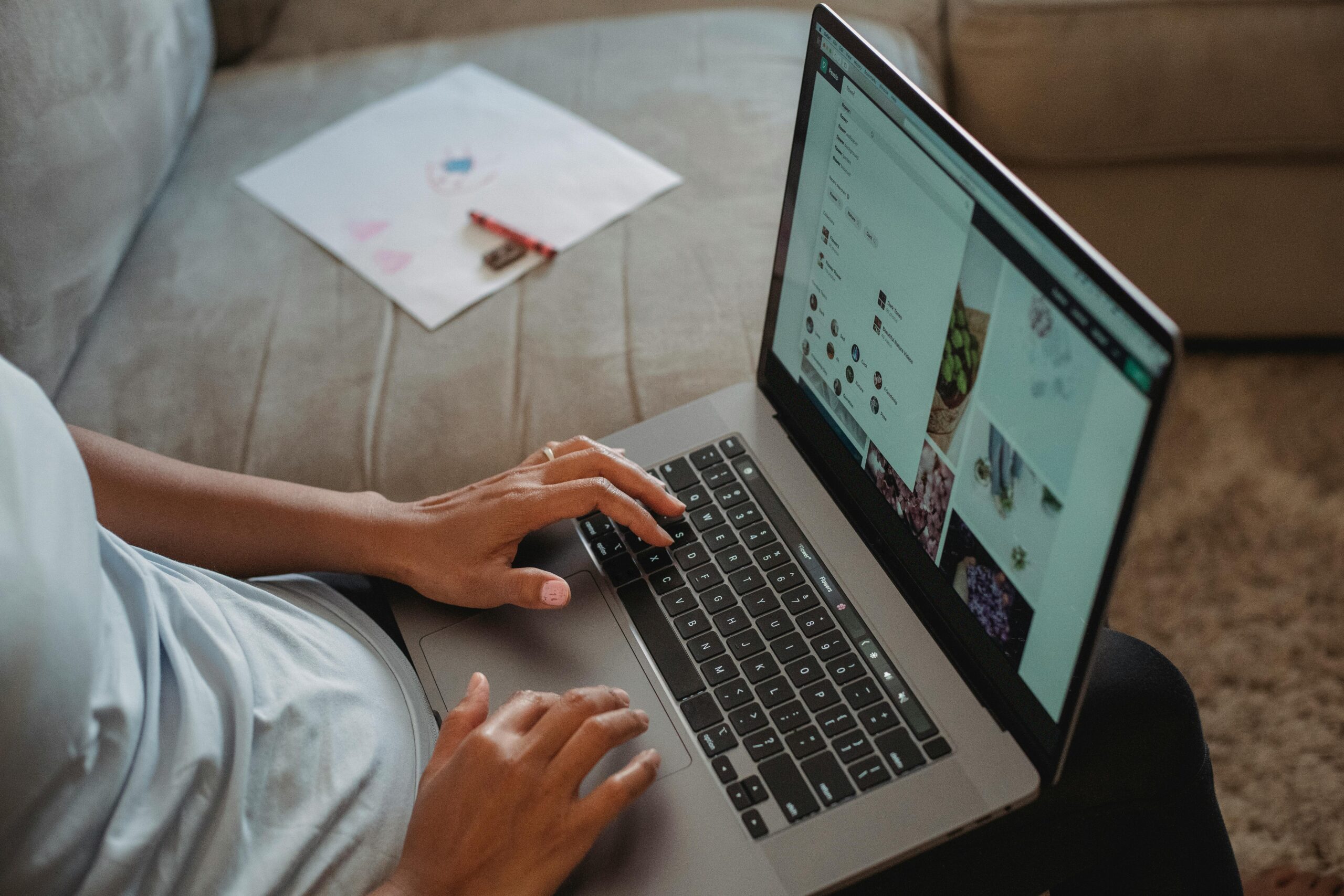 Woman working on her laptop