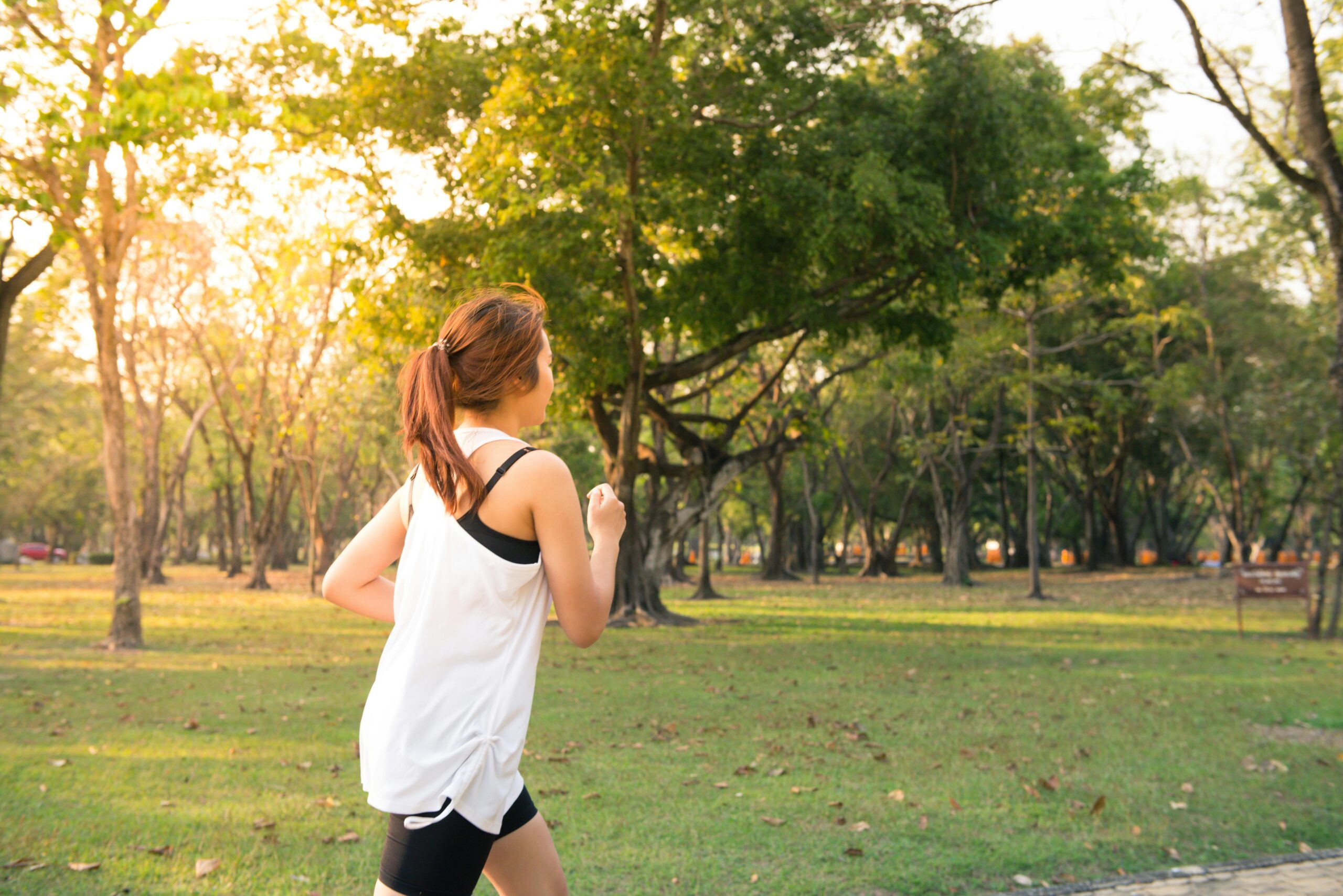 Woman running in the park.