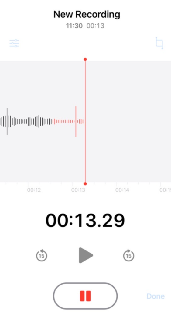 Voice Memo app on iPhone