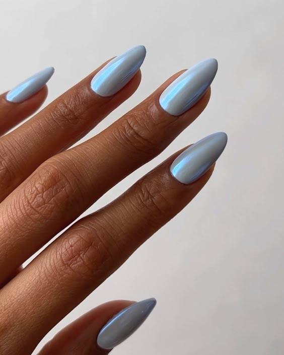 Chrome blue nails