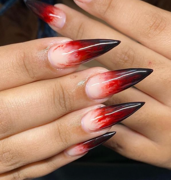 Dripping blood nail art