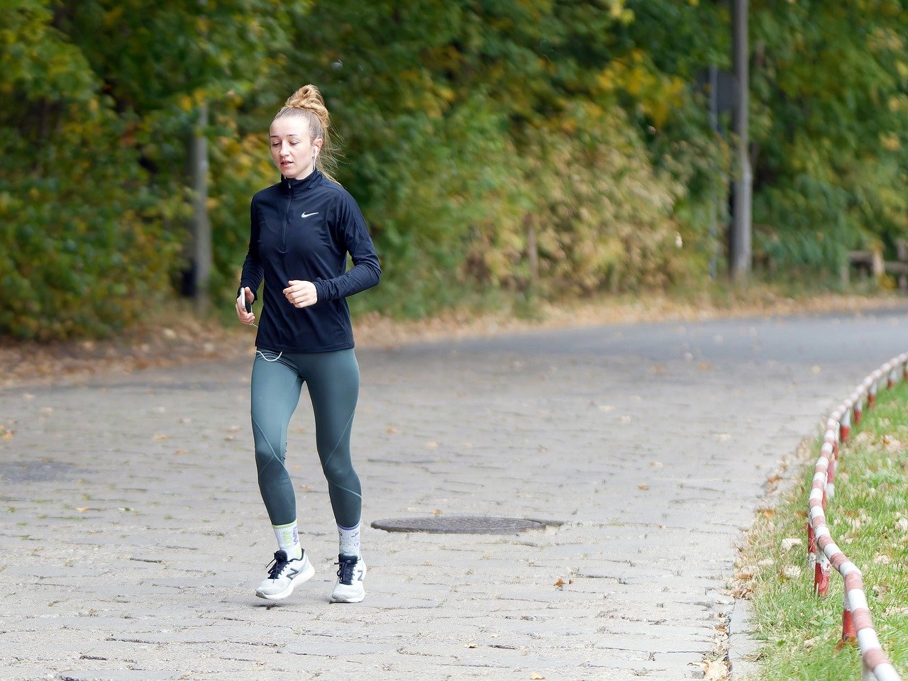 Woman running in winter gear