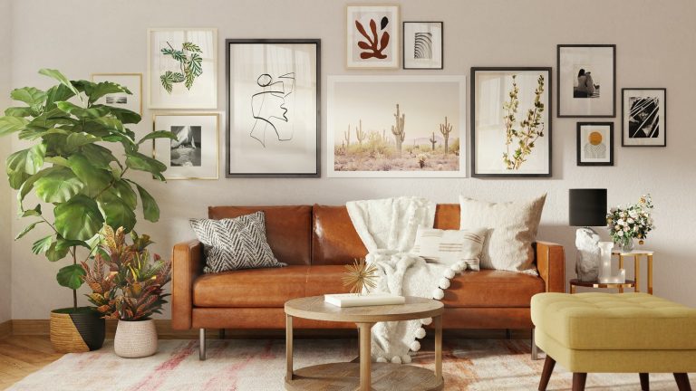 A stylishly decorated living room on a budget