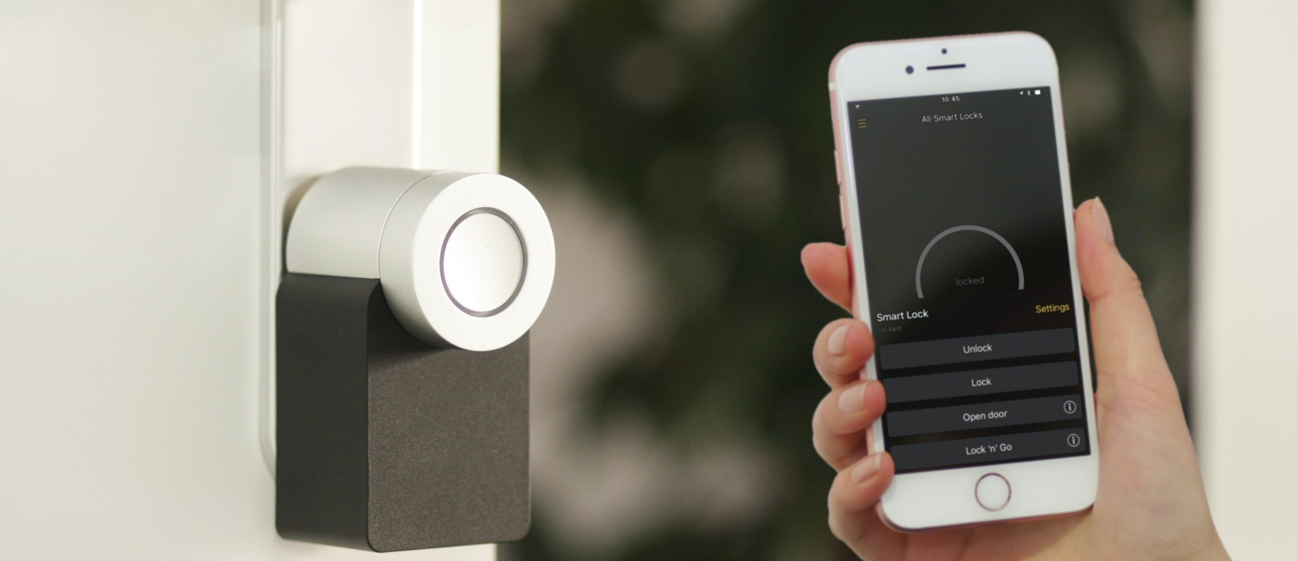 An Apple iPhone controlling home security
