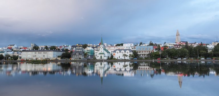 Sea view of Reykjavík, Iceland by day