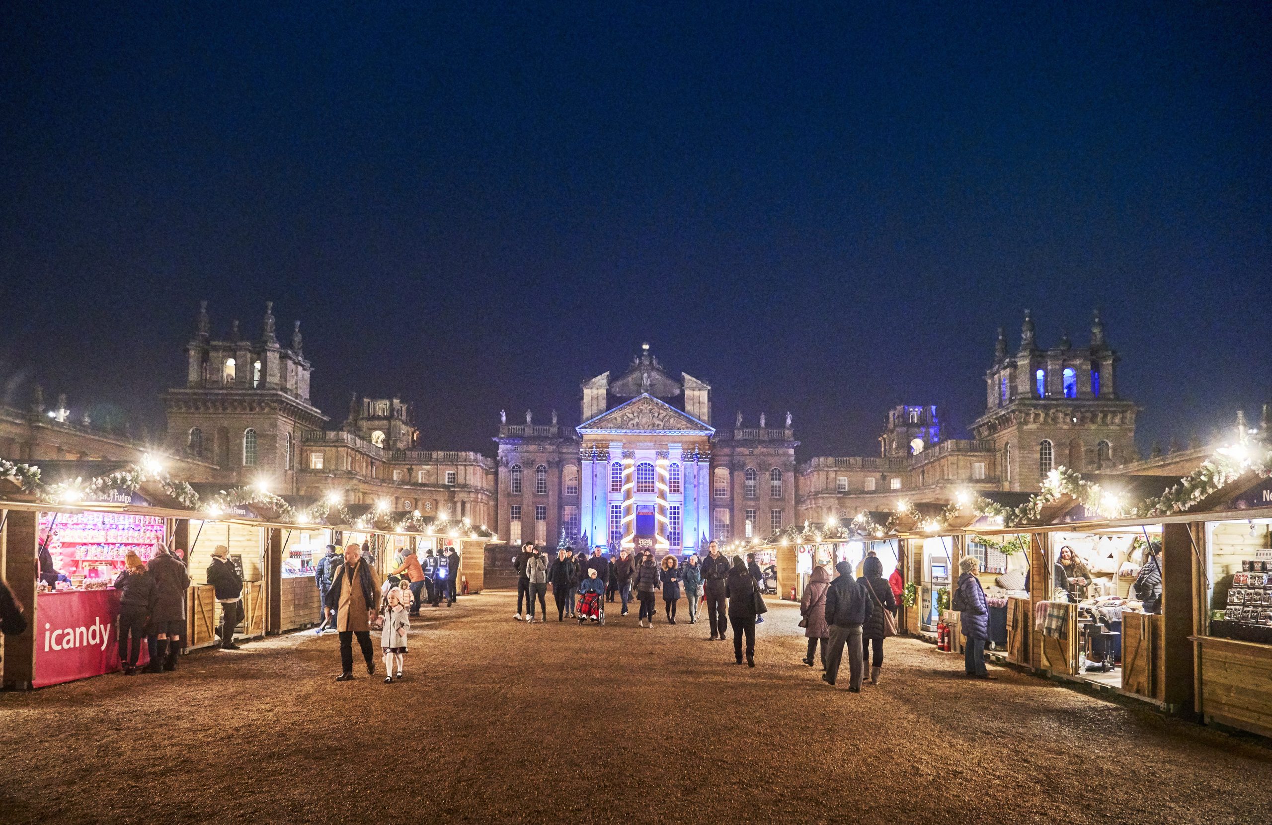 Crowds enjoy the Christmas market at Blenheim Palace