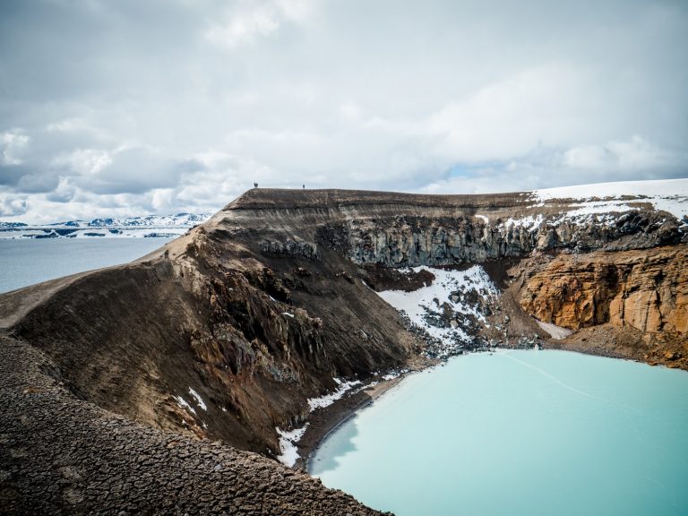Aerial view of the mountain range in Askja, Iceland.