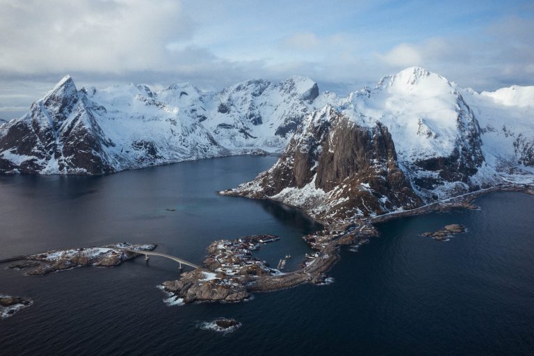 Aerial view of the West Norwegian Fjords, Norway.