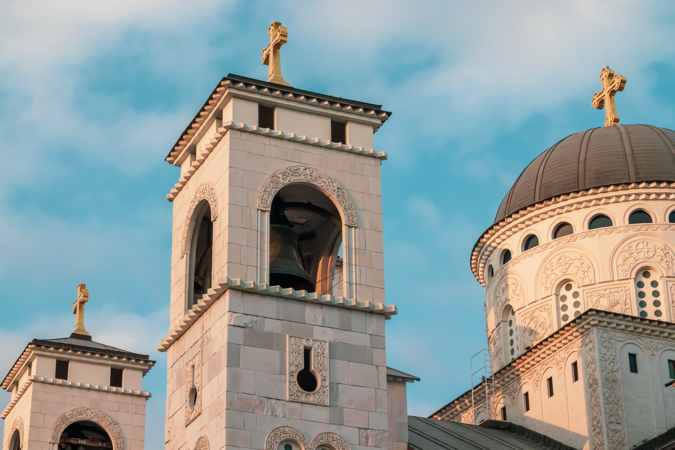 The church bell towers of Podgorica in the magic hour.