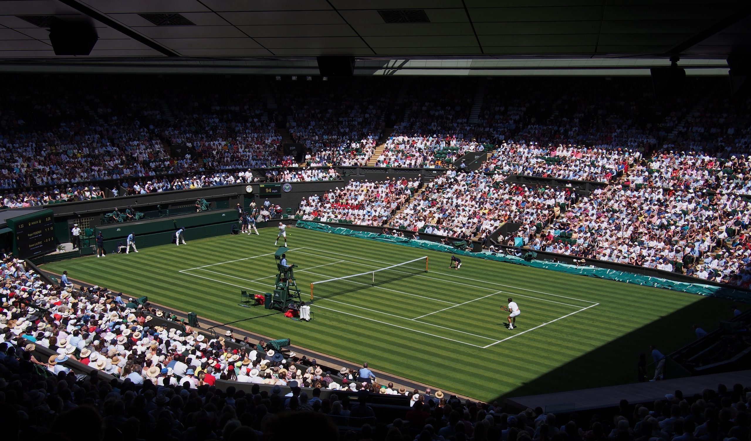 Crowds watching a Wimbledon Tennis Tournament in London