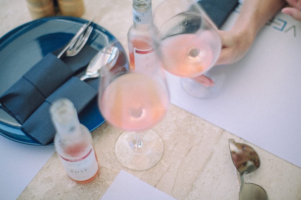 Two glasses of Quatre Vin Quatre Vin Rose.