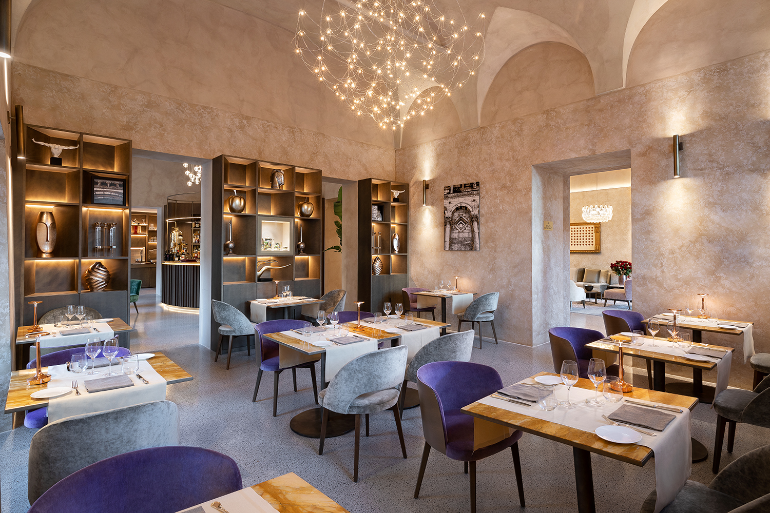 The modern interior of the Legacy Restaurant, Grand Universe Lucca