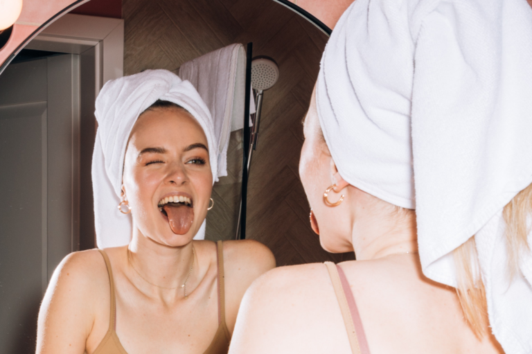 Girl doing skincare