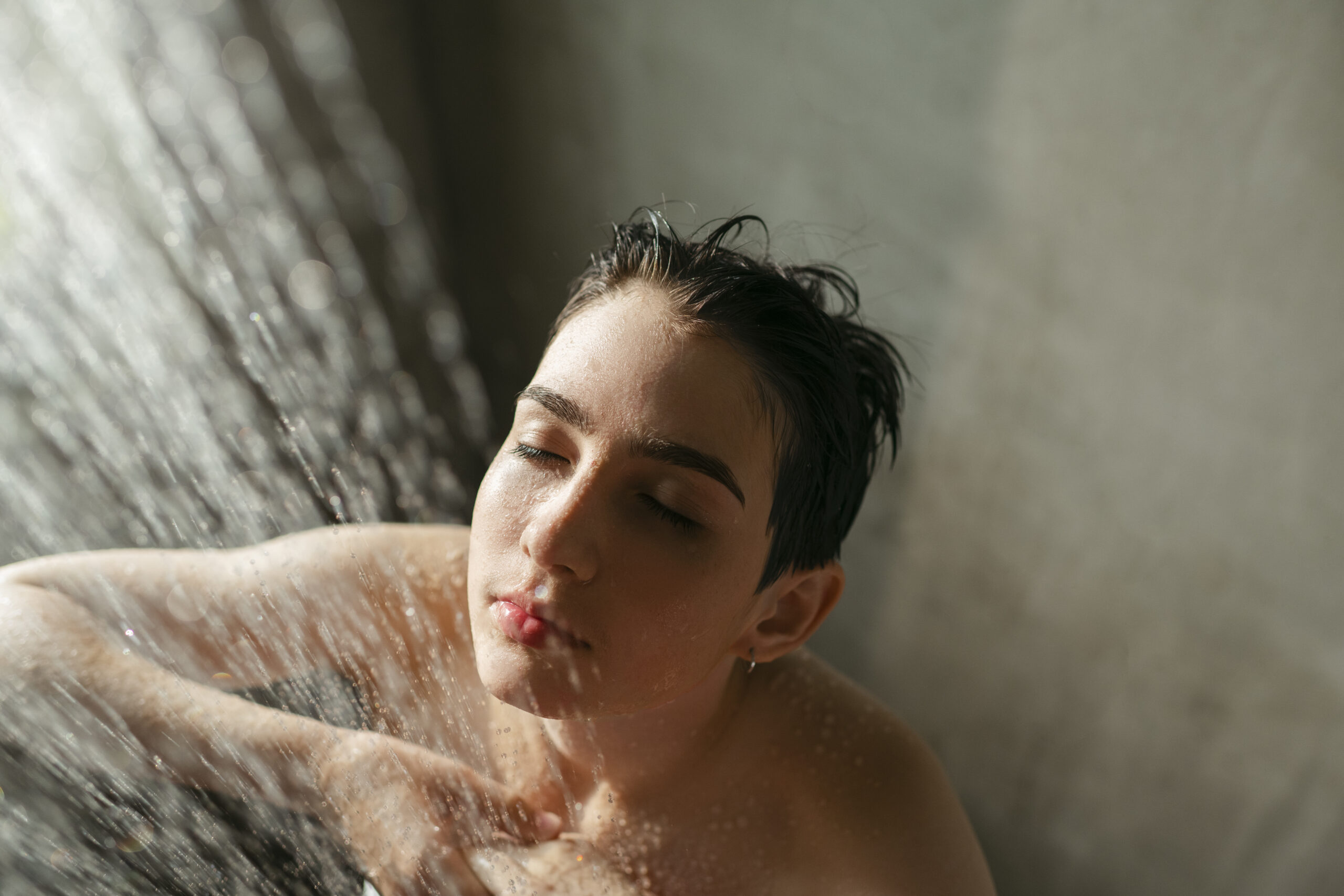 Woman showering