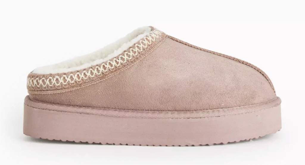 TU Mink Brown Stitch Detail Platform Slippers