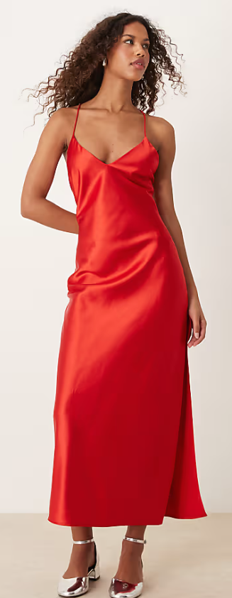 Miss Selfridge satin strappy maxi dress