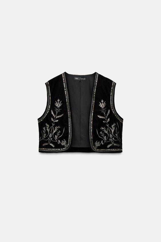 Velvet embroidered waistcoat