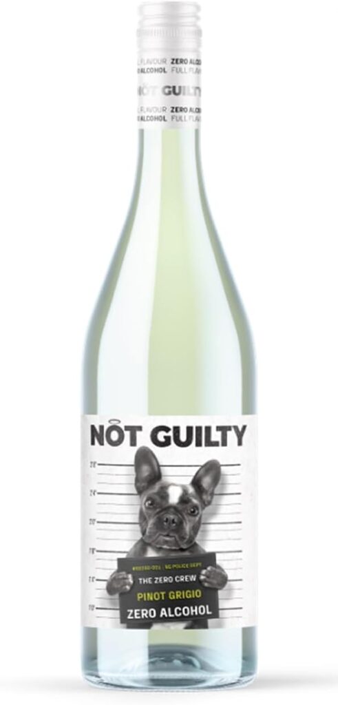A bottle of Not Guilty alcohol-free white wine