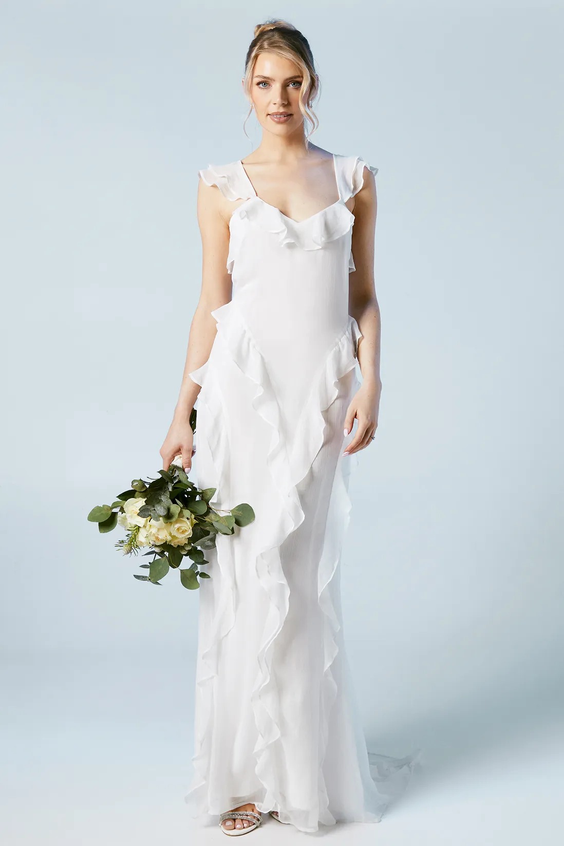 Oasis flutter wedding dress