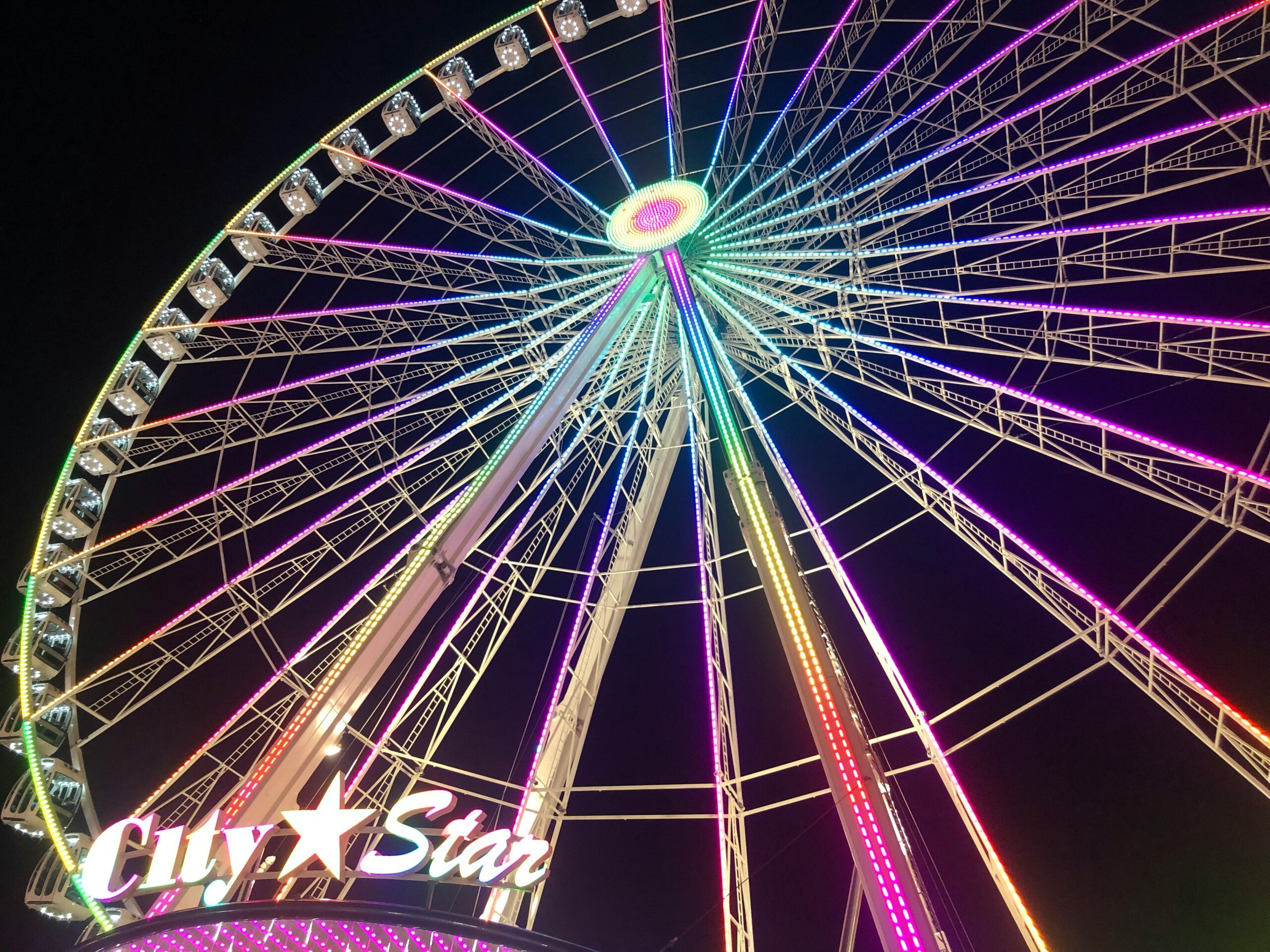 big wheel towering overheard at Winter Wonderland