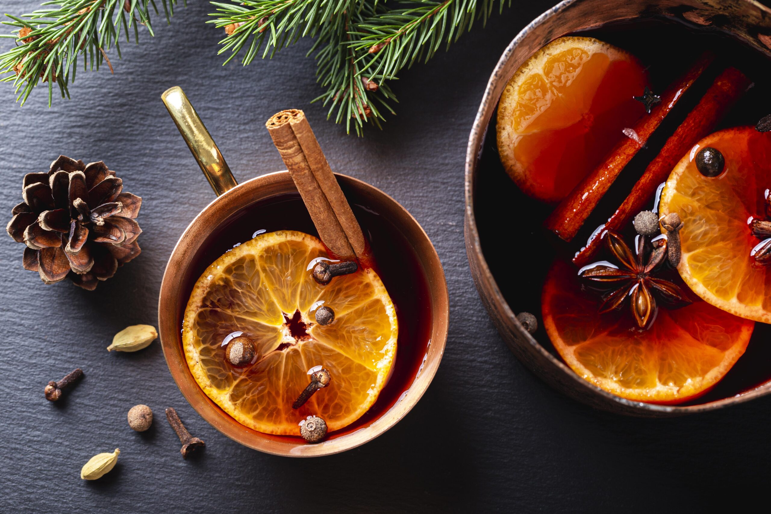 christmas hot toddy with cinammon lemon and cloves