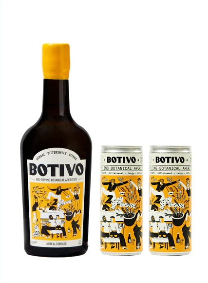 Two cans and a bottle of Botivo