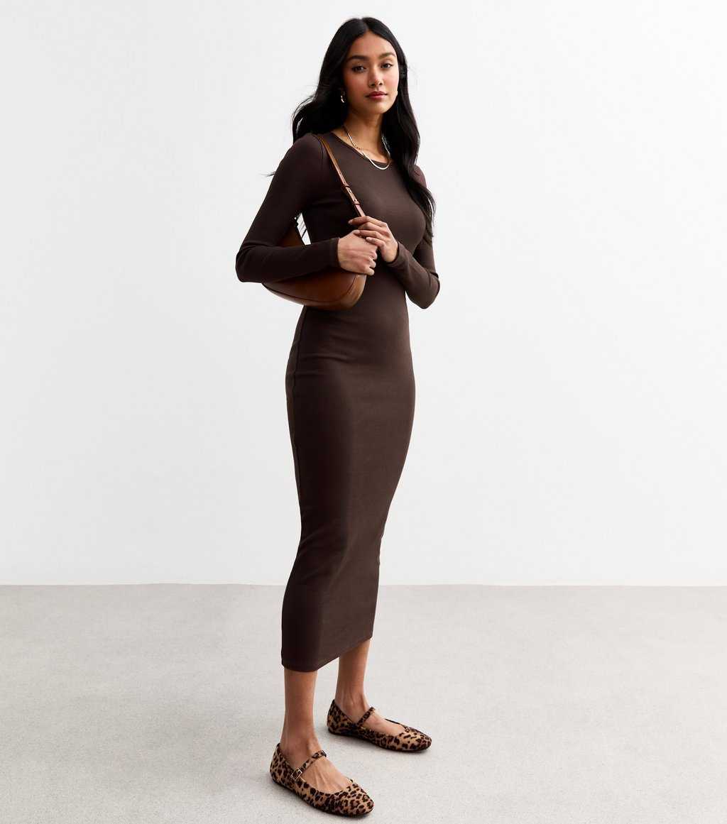 New Look brown long sleeve dress