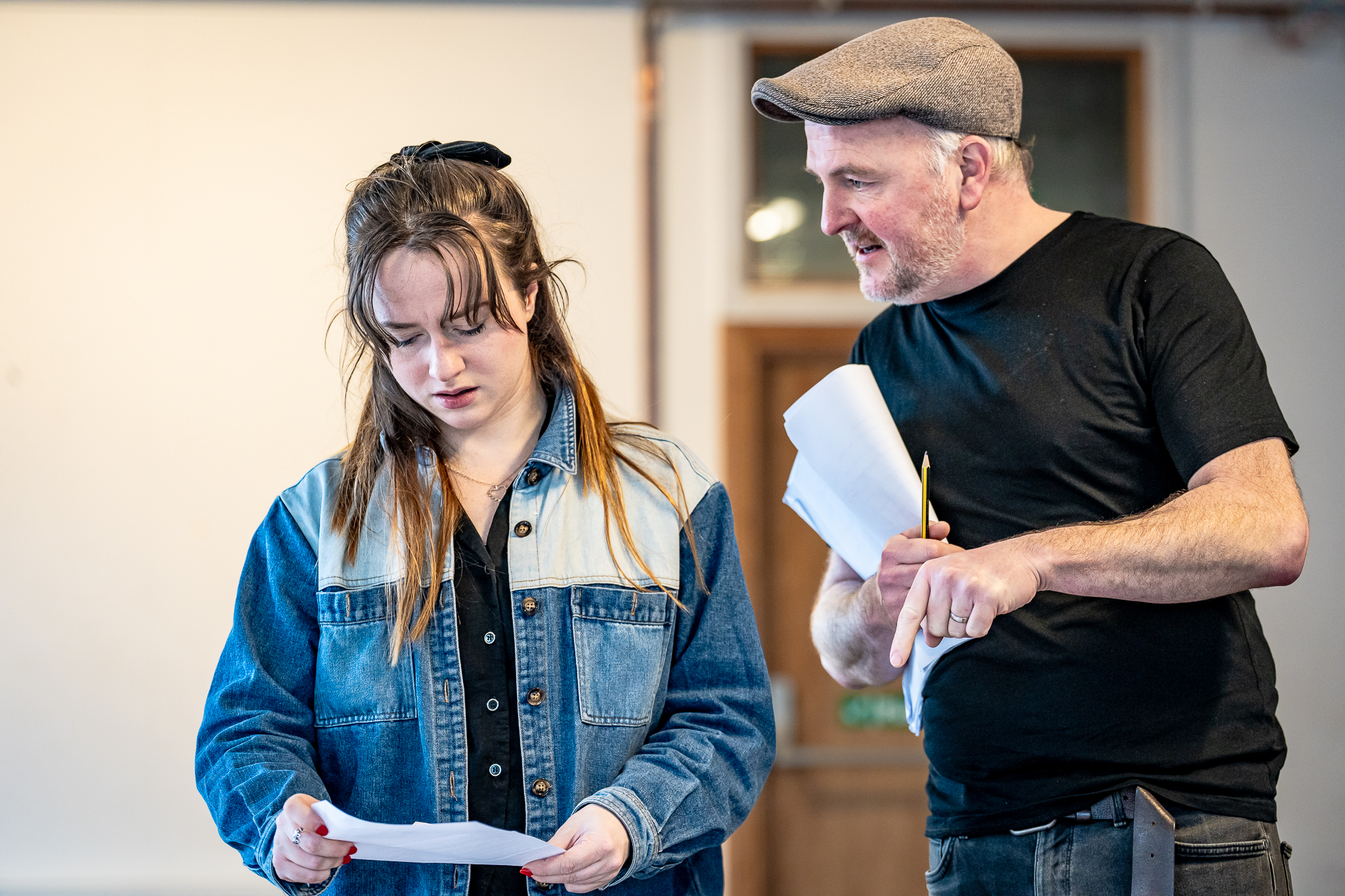 Cast rehearsing The Interrogation