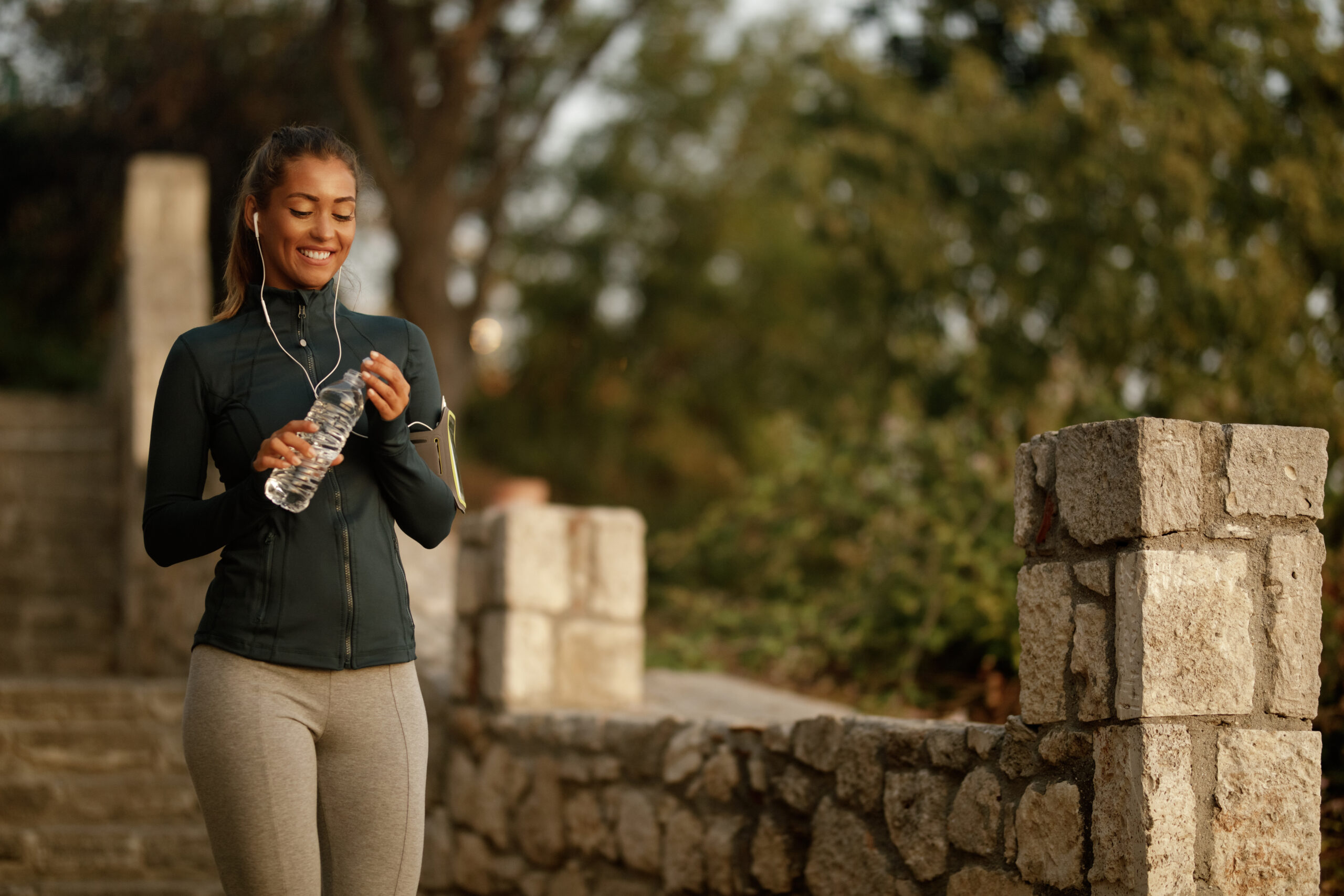 Woman walks during her run