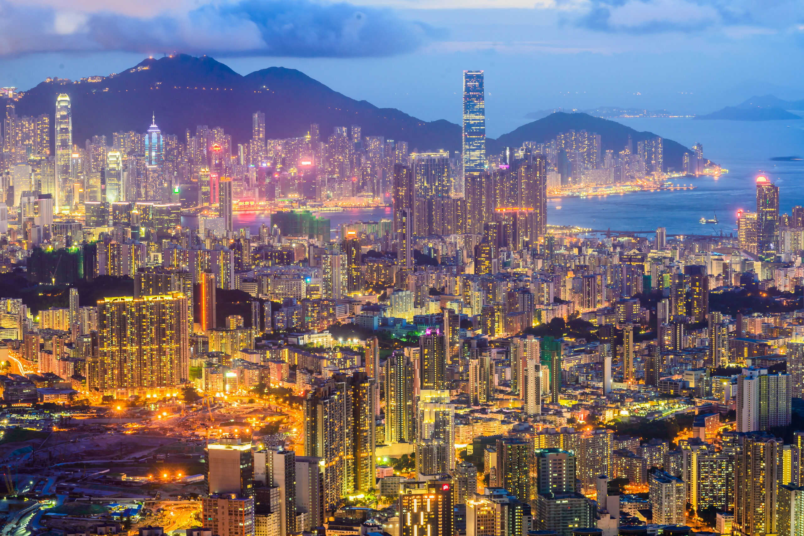 View of Victoria Harbour at night