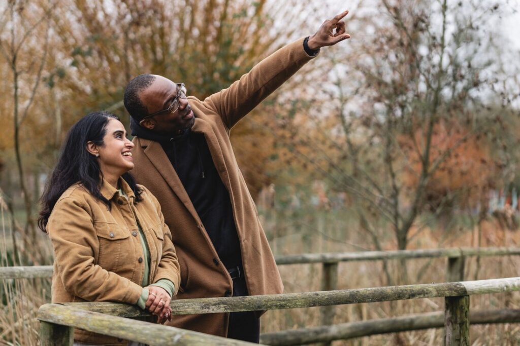 Couple at the London Wetlands Centre in Barnes