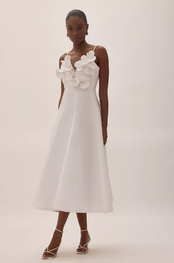 By Anthropologie Rosie 3D Flower Midi Dress