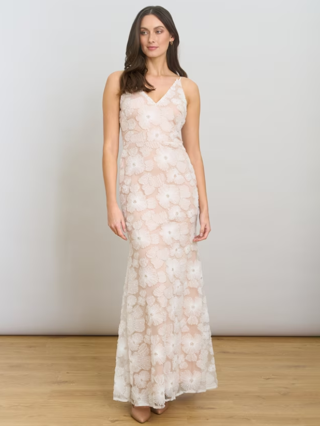 Gina Bacconi Eleni Embroidered Maxi Dress