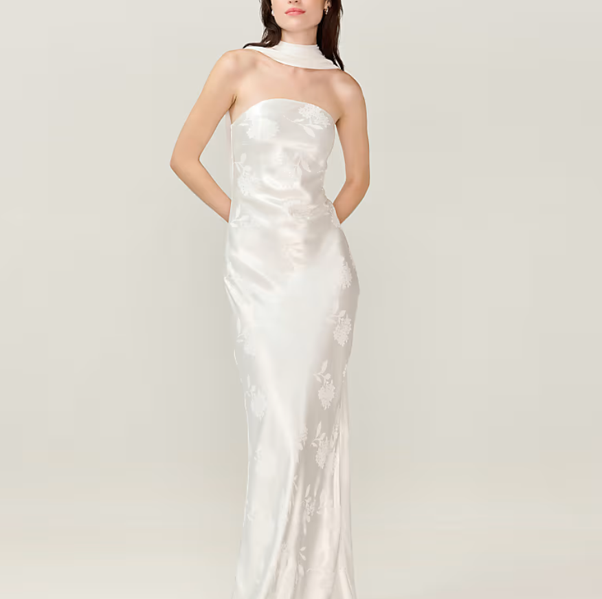 Omnes Dresses faith midi floral jacquard with cowl back detail dress and scarf