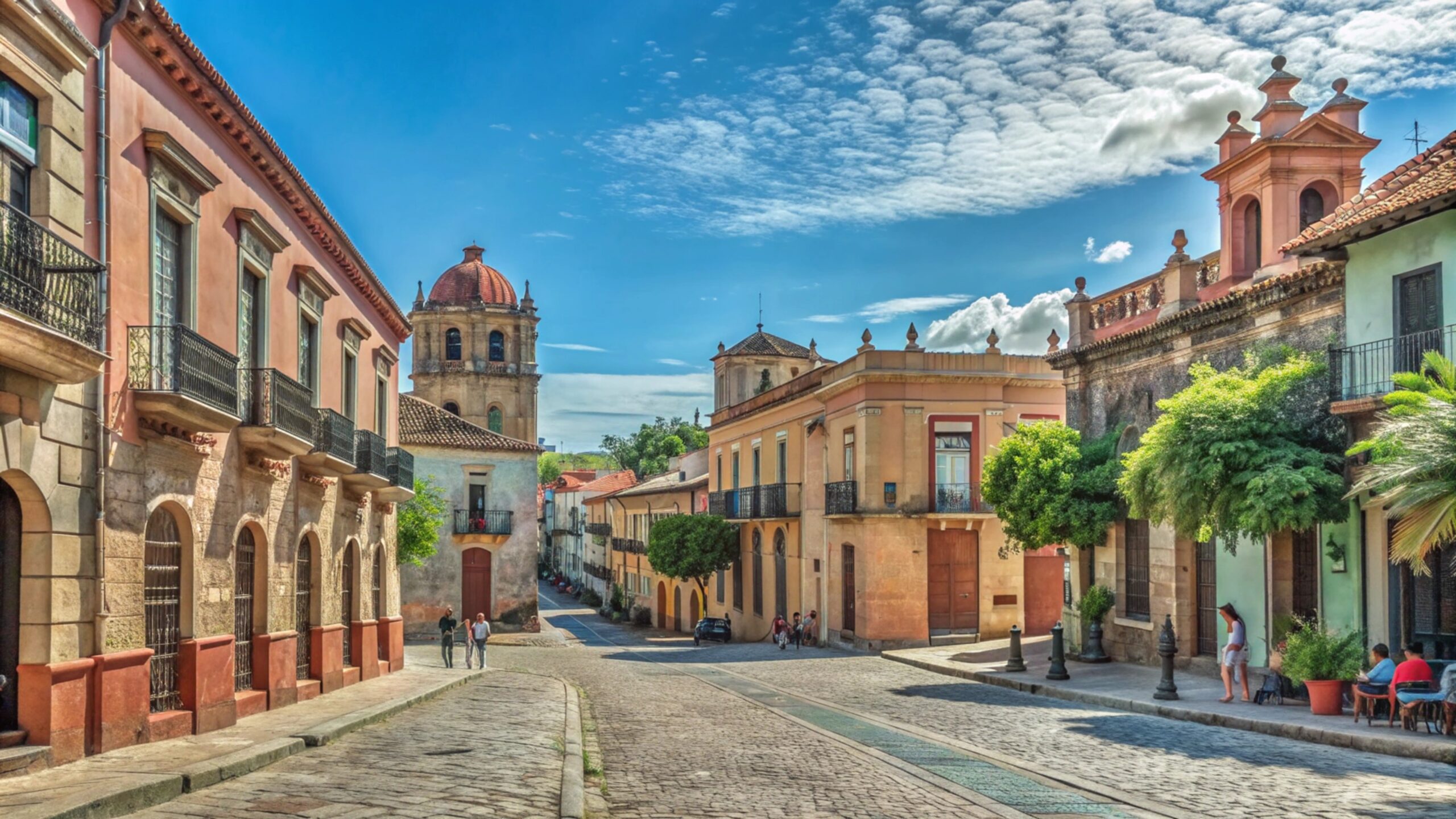 Cobblestone street in Cuba