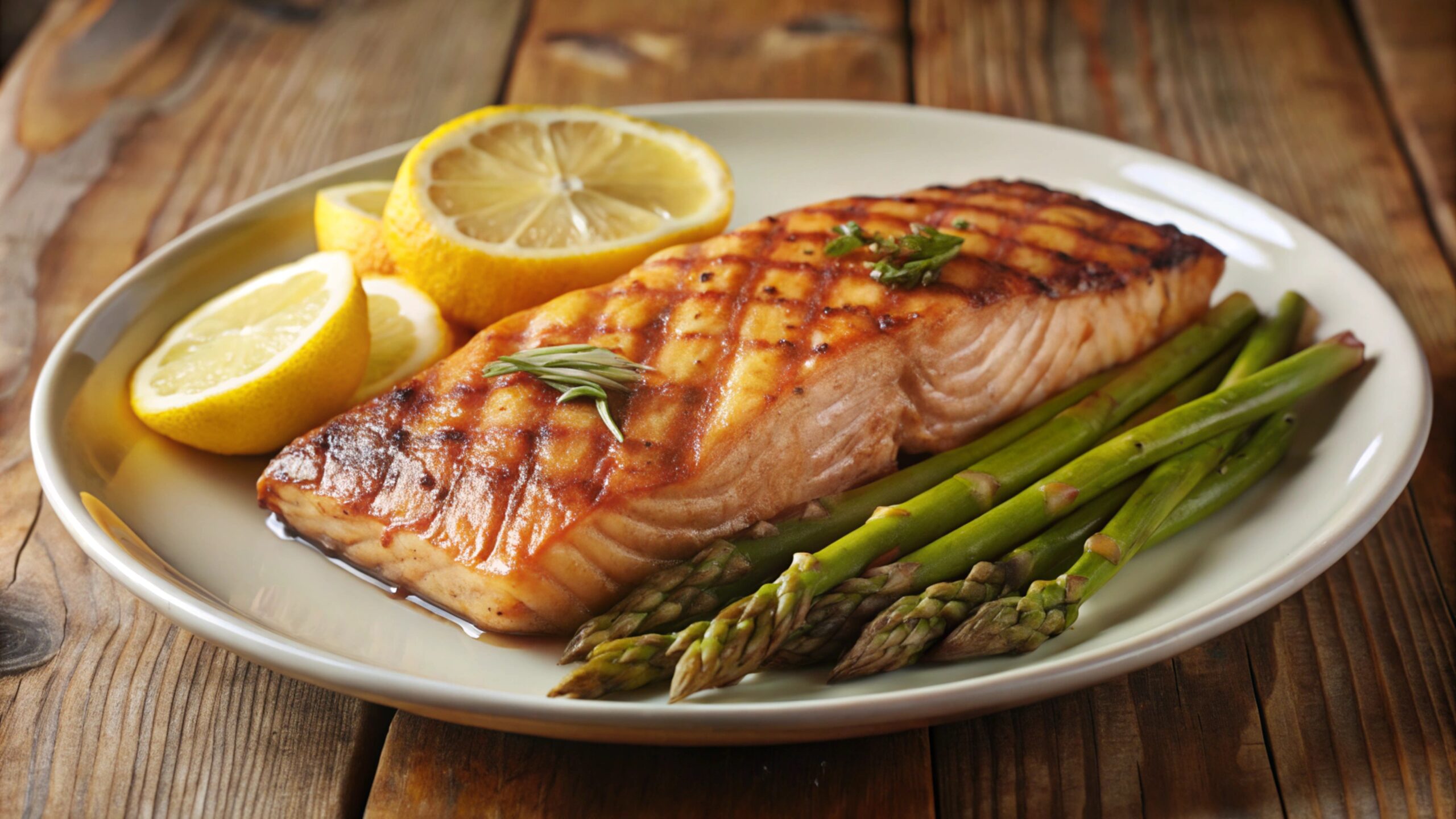 Salmon with asparagus and lemons