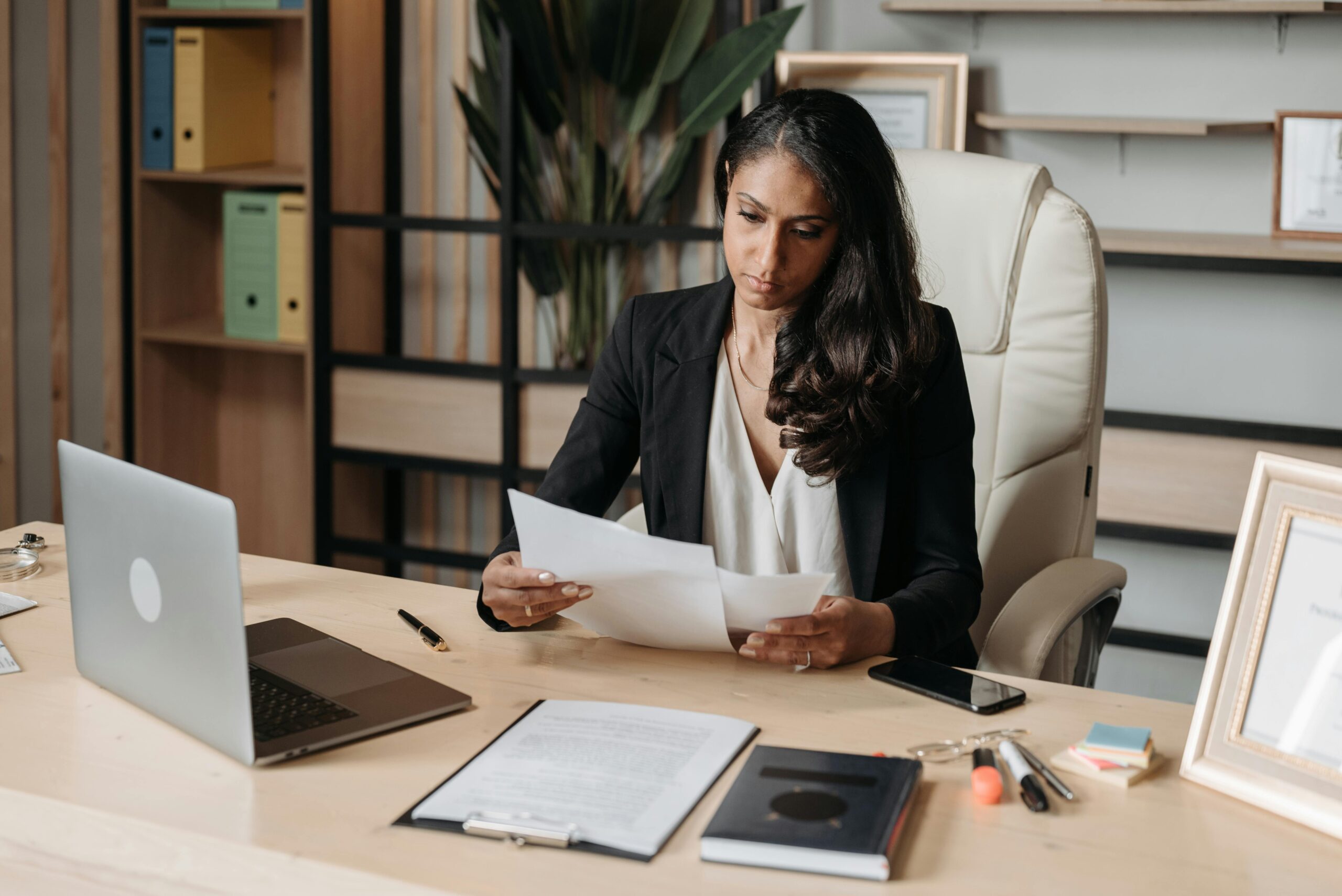 Woman working at her desk